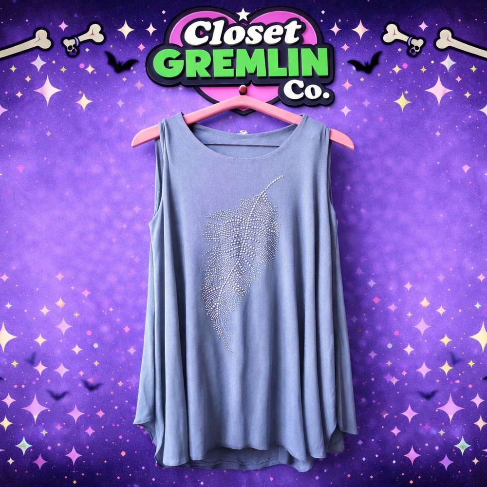 Sleeveless Top with Rhinestone Design